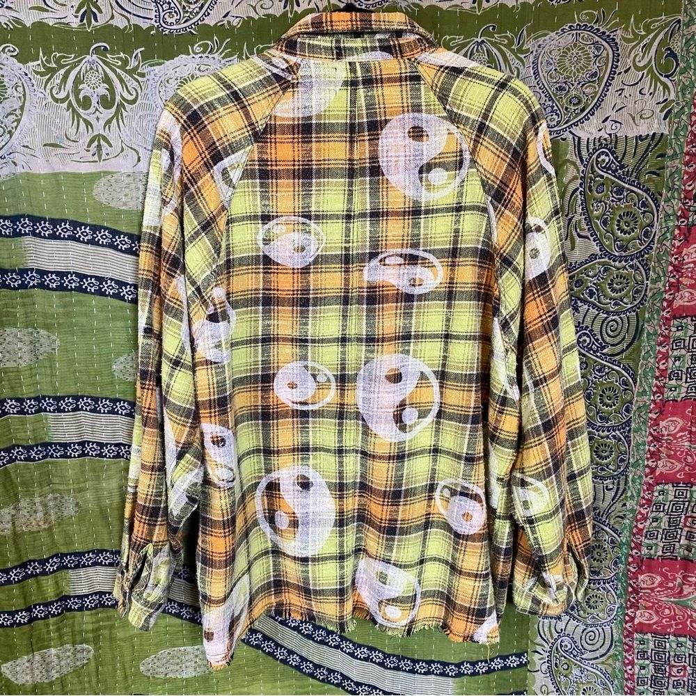 Urban Outfitters BDG Yellow/ Green Brody Check Print Flannel Top Size Medium - Picture 10 of 14